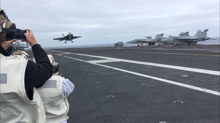 Kalmick becomes honorary “tailhooker” after carrier landing