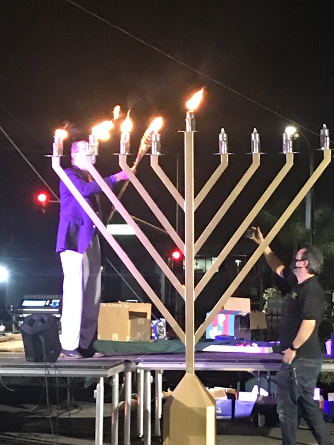 Chabad holds firstever drive through Menorah lighting