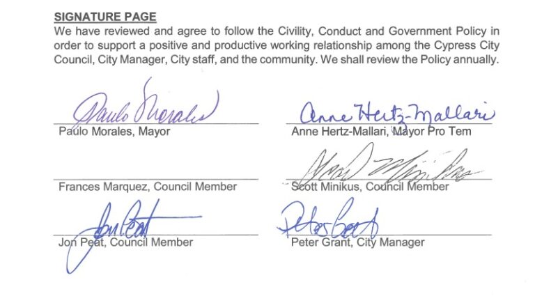 Cypress Council set to discipline Marquez for refusing to sign newly passed policy