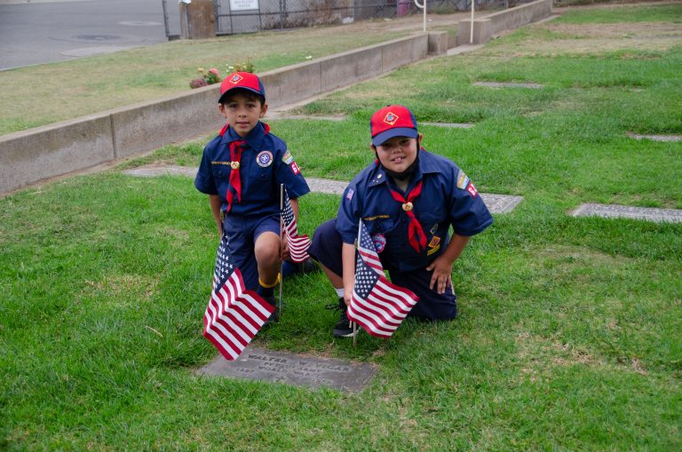 Scout Troop sponsors Veterans Day flag tribute at Forest Lawn