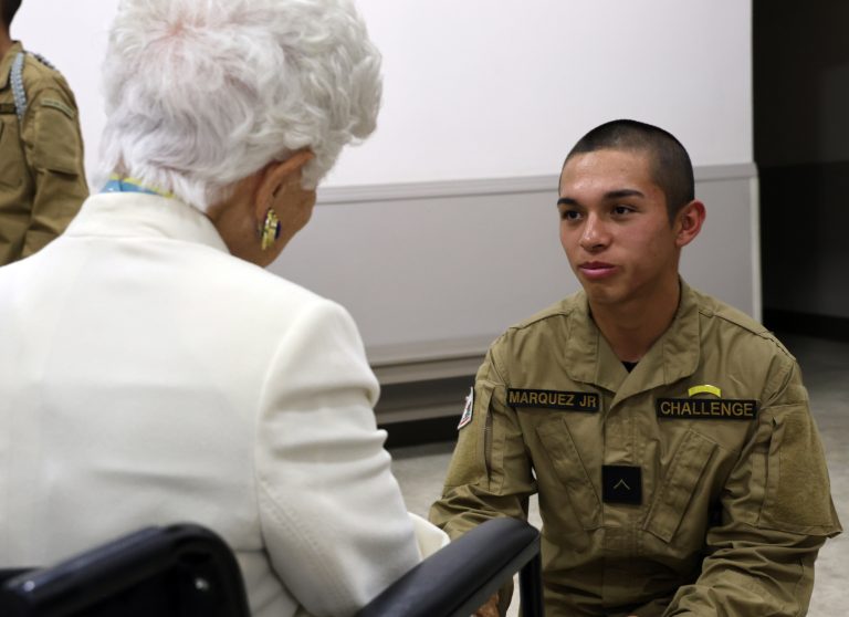 Military honors former Congresswoman at JFTB for decades of dedication to Sunburst students