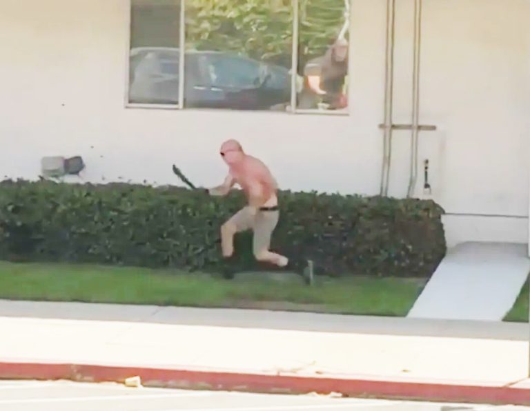 Machete wielding suspect shot by Los Al and Cypress officers while Long Beach PD backs off